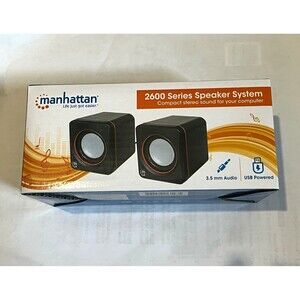 Manhattan 2600 Series 2.0 USB Powered Speaker System 3.5mm Wired Black